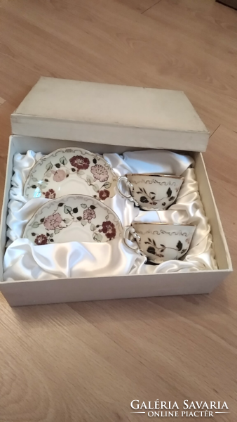 Zsolnay kávés csésze pár, régi dobozában