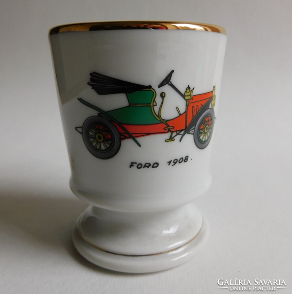 Limoges porcelain cup with a vintage car - Ford 1908