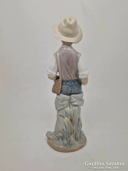 Lladro porcelán figura horgászfiú 23cm