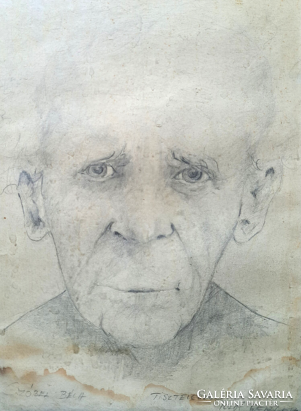Portrait of Béla Czóbel (pencil drawing) by Gergely Toldi