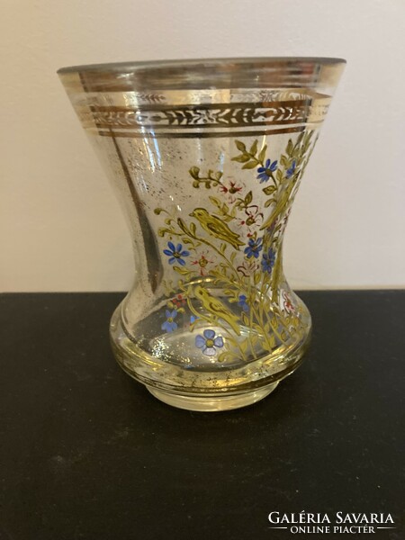 Action!! Thick-walled glass cup with painted decoration