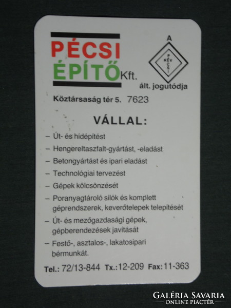 Card calendar, Pécs kév construction industry limited liability company, road bridge construction, 1991, (3)