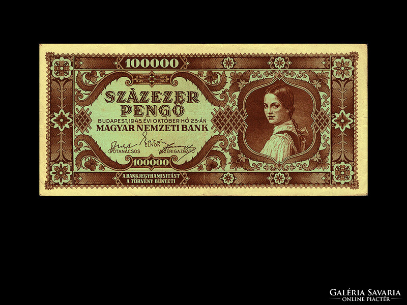 100.000 PENGŐ - 1945 - Inflációs bankjegy! - Szép!