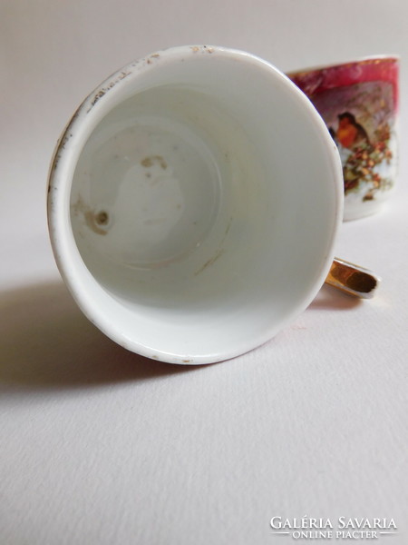 Antique bird (red beak) coffee cups xix. Century