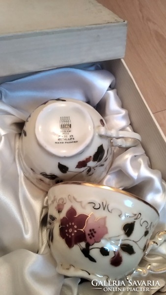 A pair of Zsolnay coffee cups, in their old box
