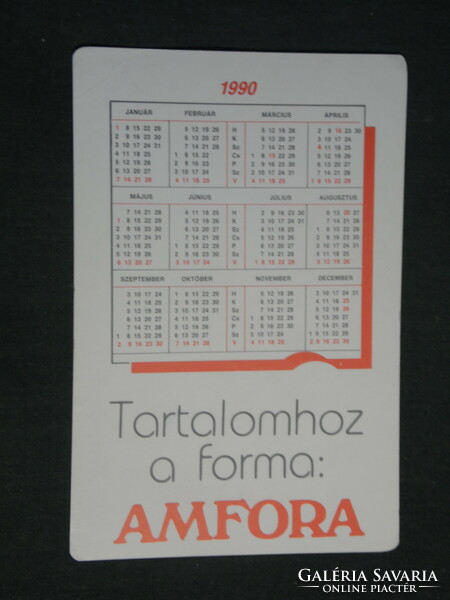 Kártyanaptár, Amfora Üvért vállalat, Hollóházi porcelán készlet, 1990,   (3)