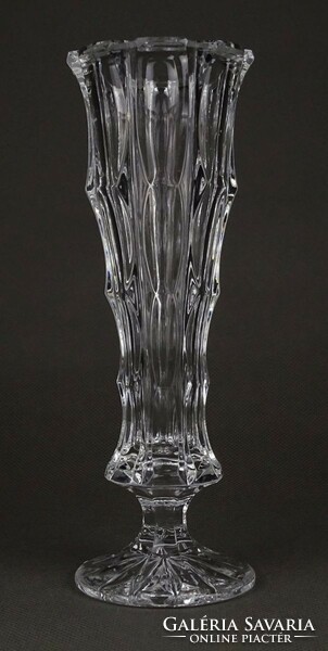 1P710 old small glass vase with base 17.5 Cm