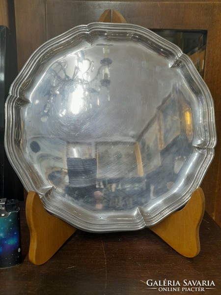 Neobaroque silver 835 stone-shaped tray. 347.4 grams. 27 cm.