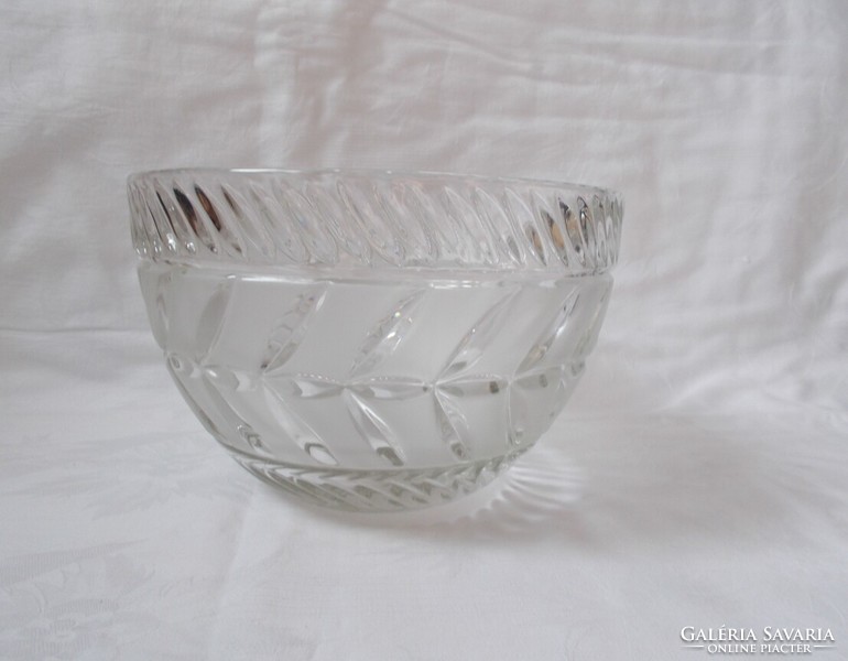 Large center table, acid-etched glass serving bowl, salad or fruit bowl