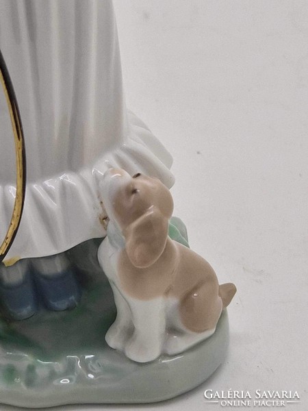 Lladro nao little girl with dog and hoop 24cm