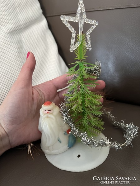 Régi mini fenyő karácsonyfa télapóval karácsonyfadísz