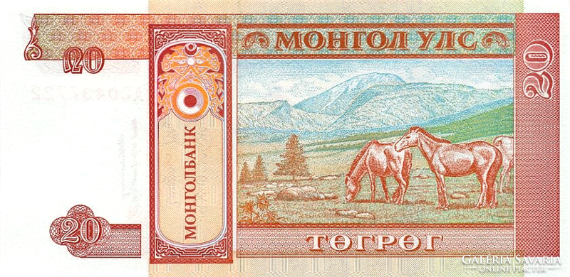 Mongólia 20 Tugrik 1993 UNC