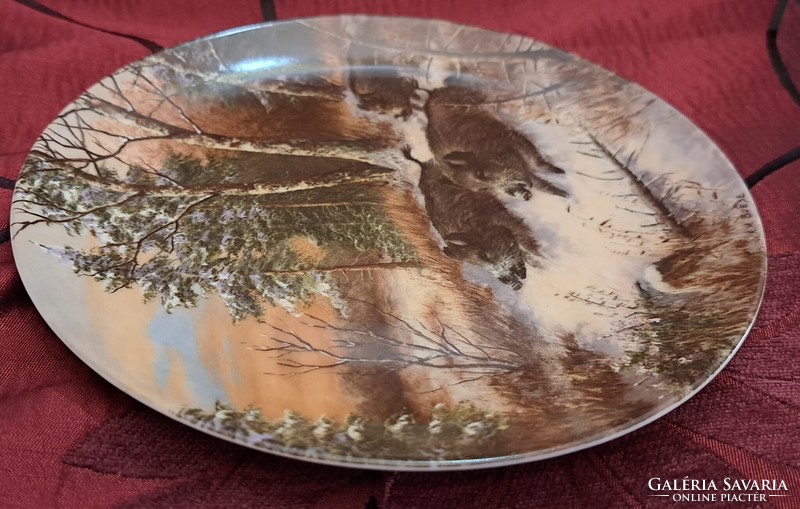 Hunting porcelain decorative plate, wall plate with wild boar (l4347)