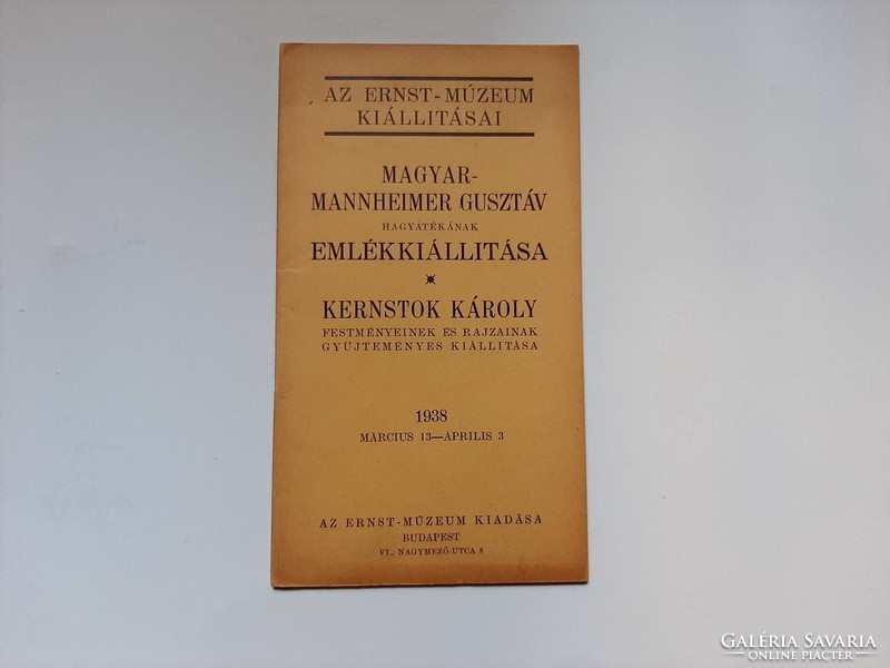 Gusztáv Magyar-mannheimer - Károly Kernstok, Ernst Museum, 1938, exhibition publication,