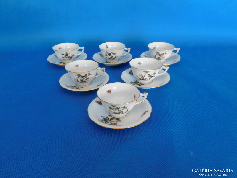 Set of 6 coffee cups with Herend Rothschild pattern