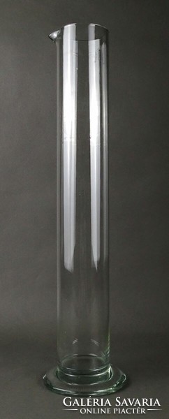 1P596 Régi nagyméretű fújt laboratóriumi üveg edény 44.5 cm