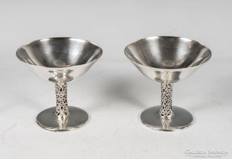 Silver double ice cream goblet - with openwork decor