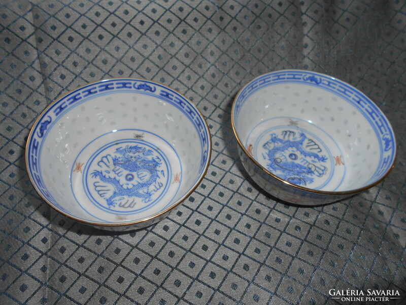 2 db Kínai porcelán rizses  tál-áttört rizs minta -az ár a 2 db-ra vonatkozik