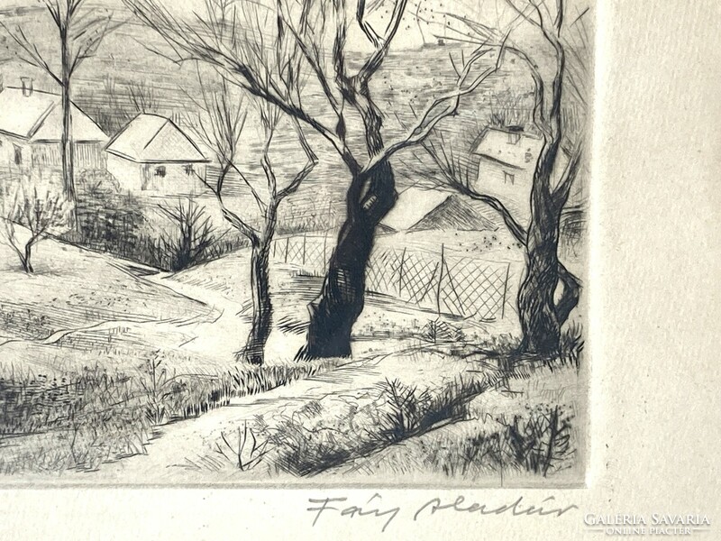 Aladár Fáy Jr. (1926-1986): spring in Buda, signed artistic etching, 1974 - rarity