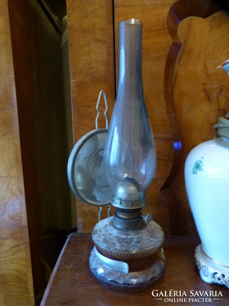 3 Pcs. Old lamp, glass, porcelain, metal.