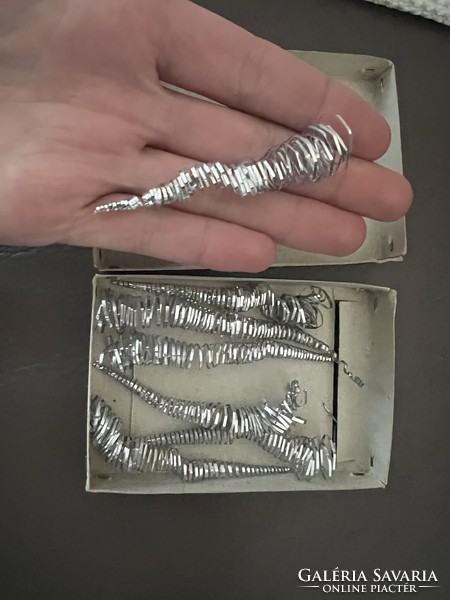Old silver metal icicle Christmas tree decoration