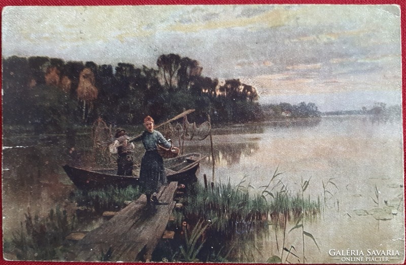 1922-es futott képeslap: Esti nyugalomra