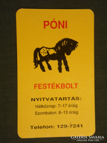 Card calendar, pony paint shop, Budapest, graphic artist, 1993, (3)