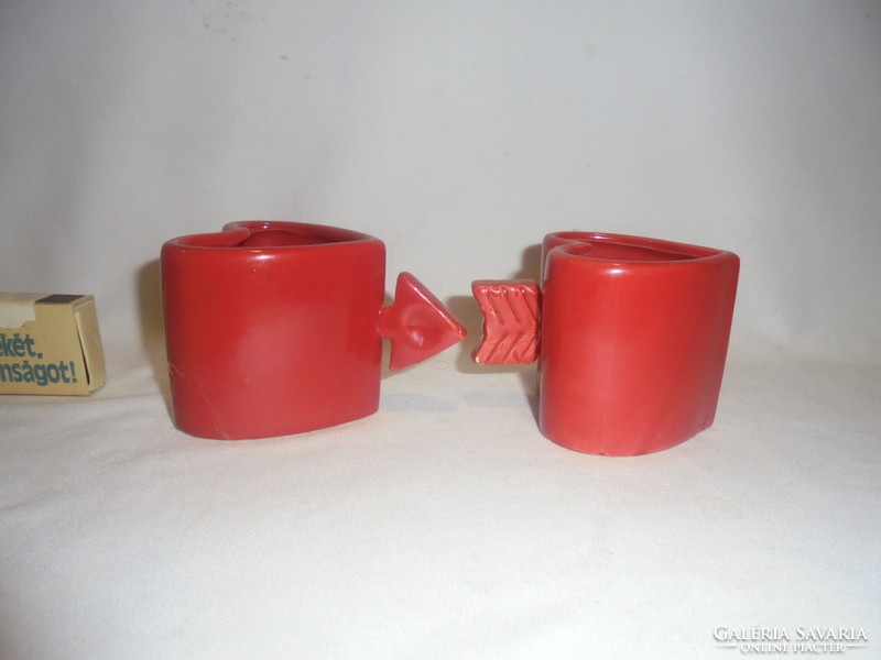 Heart-shaped ceramic coffee cup - two pieces together