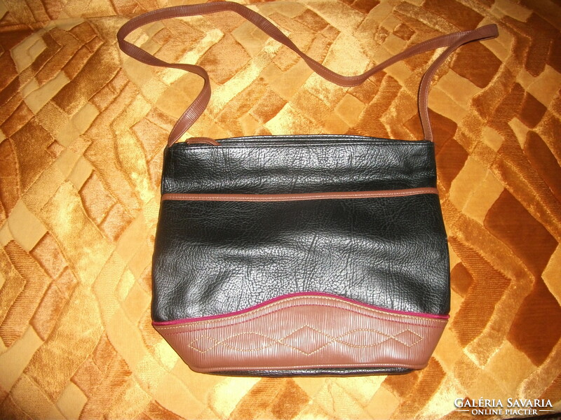 Black-brown women's shoulder bag Australian 2 drawers + inner drawer, with long handle, unused