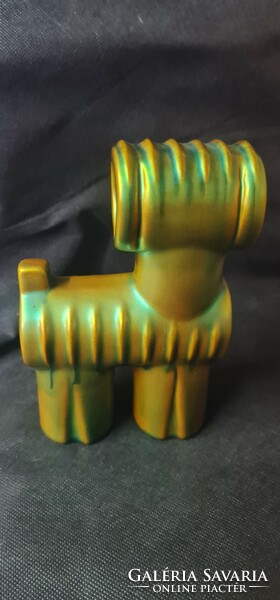 Zsolnay eozin art deco pipe dog created by Palatine Judit