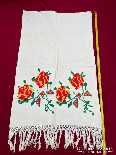 Beautiful floral linen towel nostalgia piece of village decoration