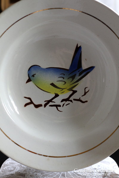 Granite plate, deep plate, tit with bird decoration