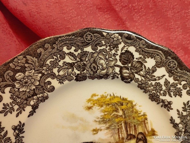 Royal Worcester, Palissy, gyönyörű angol porcelán süteményes tányér, közepén vaddisznó
