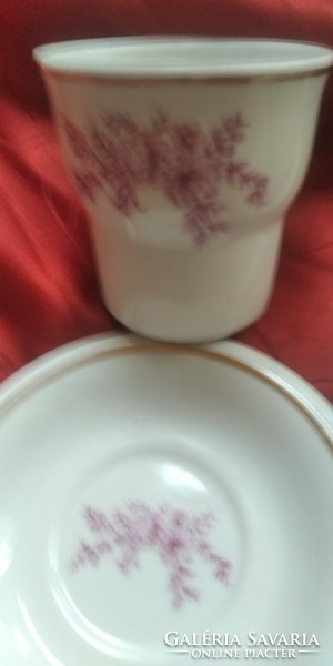 Hollóházi rózsaszín virágos pohár párban