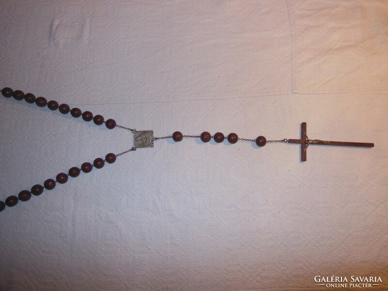 Wall decoration - 143 cm - rosary - wood - metal - eyes - 2.5 cm - cross - 18 x 8.5 cm - perfect