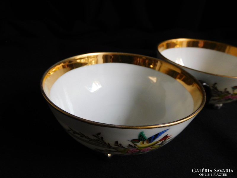 Antique teacups with bird decor - xix. Century - 2 pieces