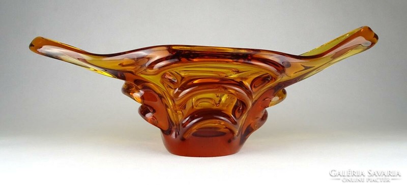1H620 mid century amber blown glass artistic glass table centerpiece offering 36.5 Cm