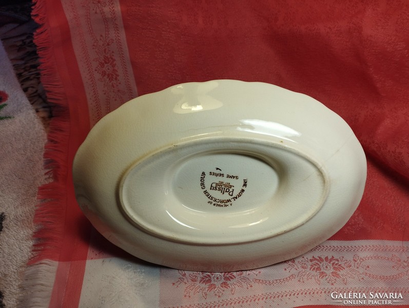 Royal Worcester, Palissy, angol porcelán szószos kínáló, vadmadaras