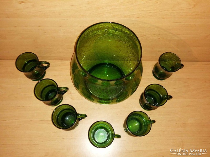 Zöld üveg bólés készlet 7 db pohárral