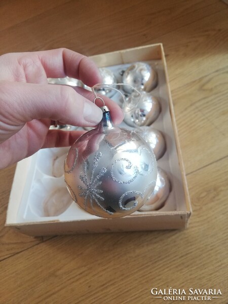 Old silver Christmas ball set - gift cone with decoration