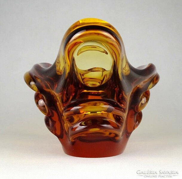 1H620 mid century amber blown glass artistic glass table centerpiece offering 36.5 Cm