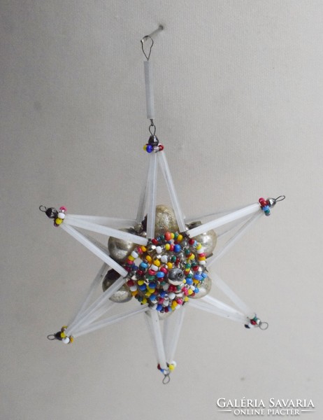 Régi Gablonz üveg karácsonyfadísz csillag 8,5 x 4,5 cm