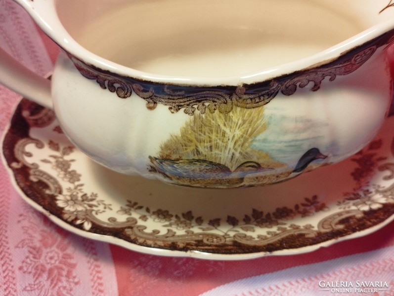 Royal worcester, palissy, beautiful English porcelain sauce bowl, game bird