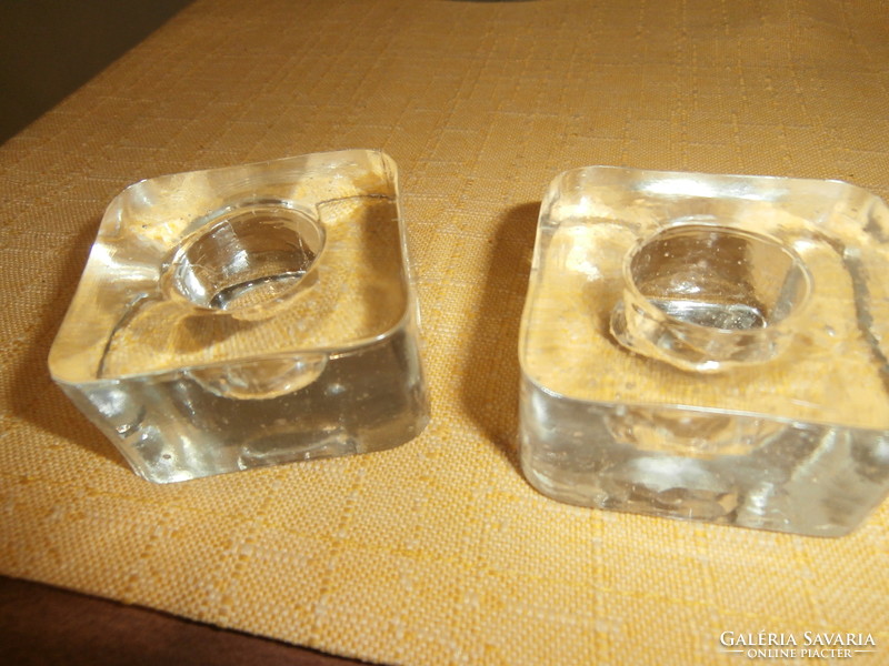 Pair of vintage ice cube candle holders