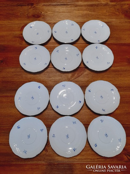 Herend blue saucers with small floral patterns, 6 in a package