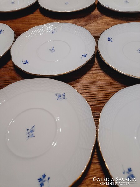 Herend blue saucers with small floral patterns, 6 in a package