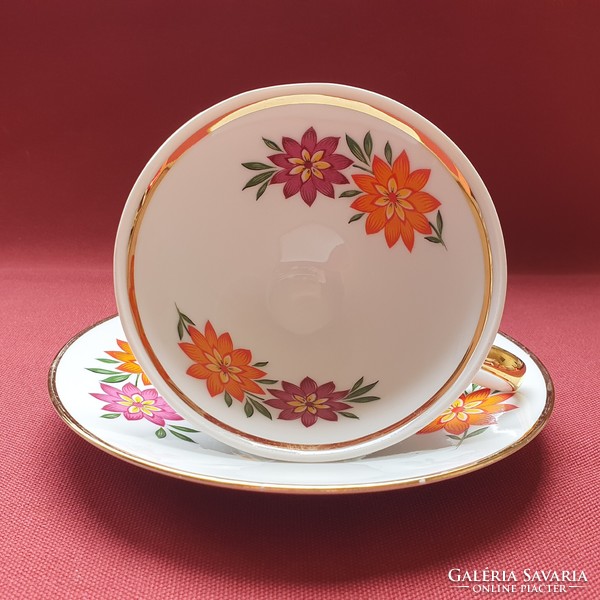 Winterling Marktleuthen Bavaria német porcelán kávés teás szett csésze csészealj virág mintával