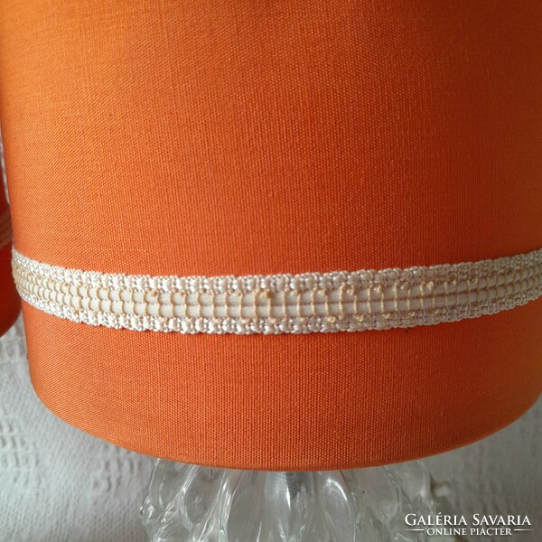 Table lamp mid century glass body fabric shade orange
