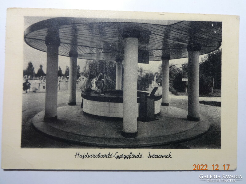 Régi képeslap: Hajdúszoboszló - Gyógyfürdő, Ivócsarnok (50-es évek)