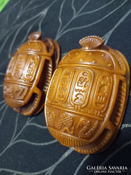 Egyptian scarab lucky talisman stone with hieroglyphs